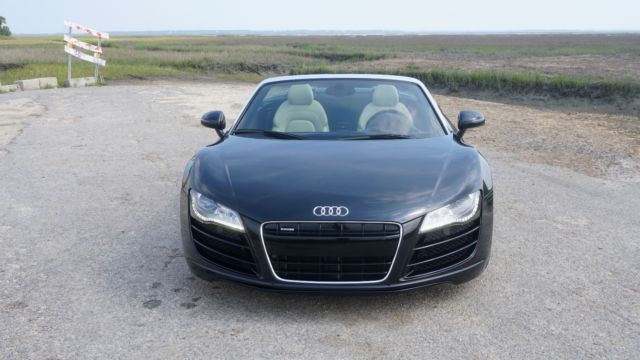 2011 Audi R8 (Custom metallic midnight blue/Black, white seats, white stitching, carbon fiber)