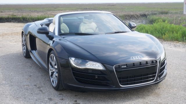 2011 Audi R8 (Custom metallic midnight blue/Black, white seats, white stitching, carbon fiber)