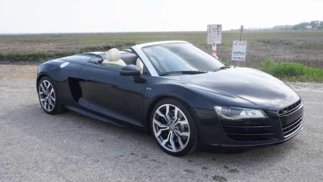 2011 Audi R8 (Custom metallic midnight blue/Black, white seats, white stitching, carbon fiber)