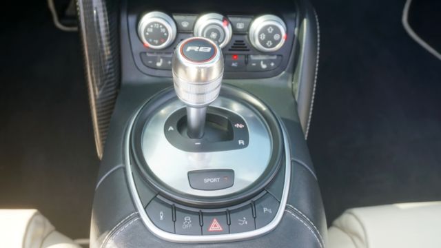 2011 Audi R8 (Custom metallic midnight blue/Black, white seats, white stitching, carbon fiber)