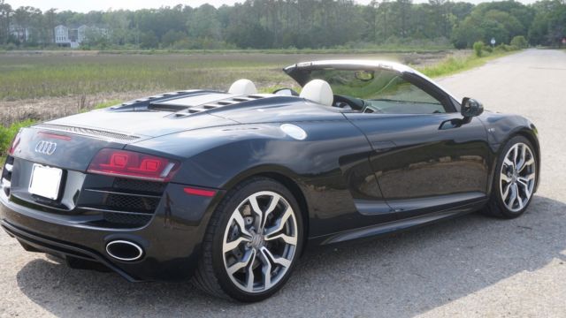 2011 Audi R8 (Custom metallic midnight blue/Black, white seats, white stitching, carbon fiber)