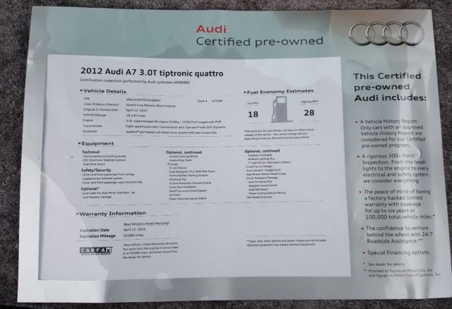 2012 Audi A7 (Brown/Black)