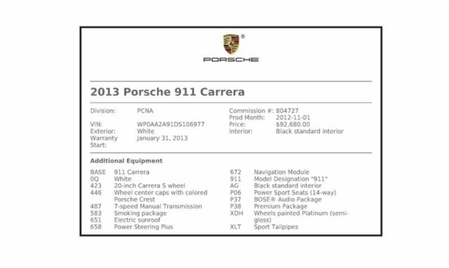 2013 Porsche 911 (White/Black)