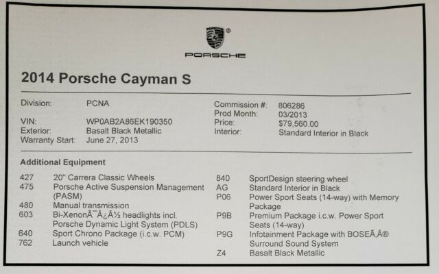 2014 Porsche Cayman (Black/Black)