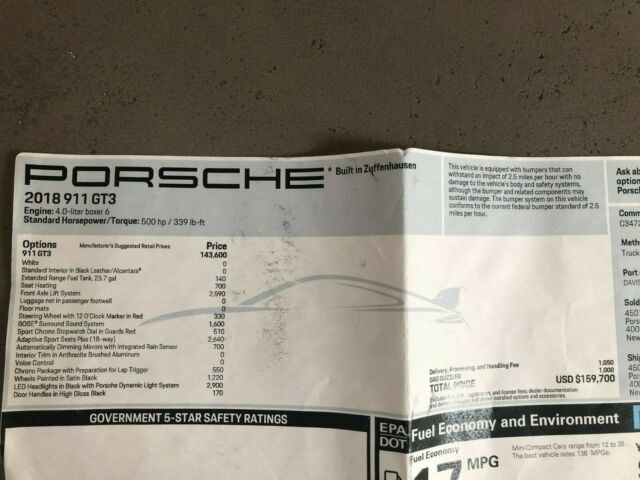 2018 Porsche 911 (White/Black)