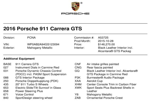 2016 Porsche 911 (Mahogany Metallic/Black)