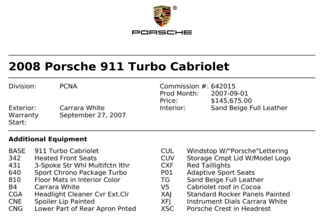 2008 Porsche 911 (White/Sand Beige)