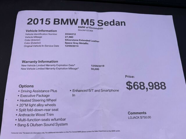 2015 BMW M5 (White/Black)