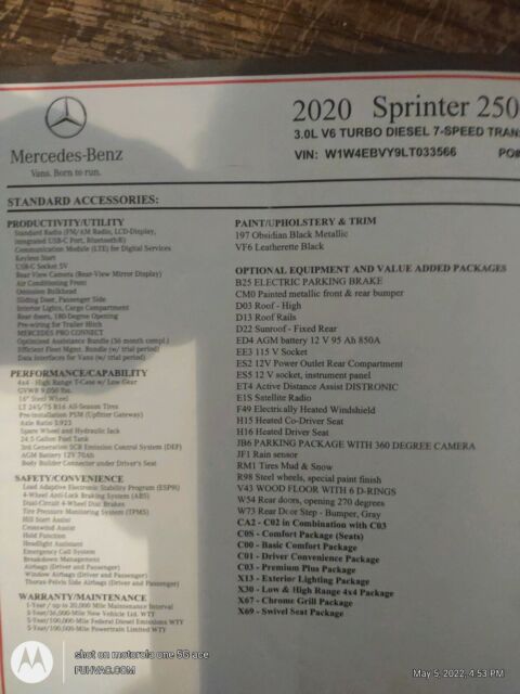 2020 Mercedes-Benz Sprinter 2500