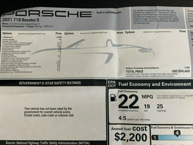 2021 Porsche Boxster (Black/Tan)
