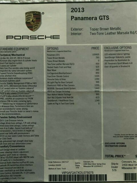 2013 Porsche Panamera GTS (Brown/White)